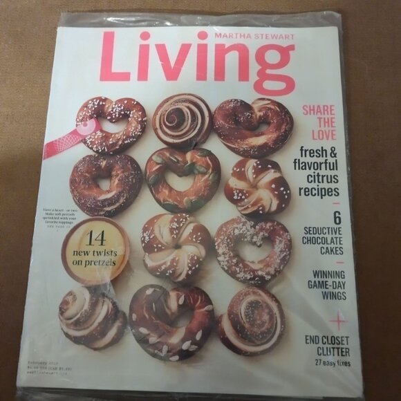 Martha Stewart Living Magazine February 2014 Issue With Pretzel Recipes & Home T - Picture 1 of 2